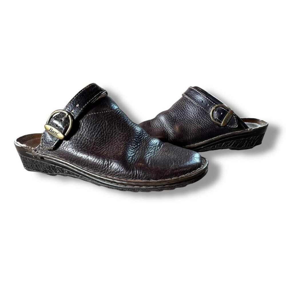 Vintage G.H. Bass Brown Leather Slingback Clog Sandals